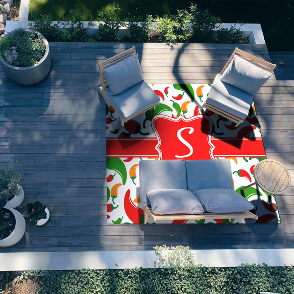Colored Peppers 8'x10' Patio Rug - In context