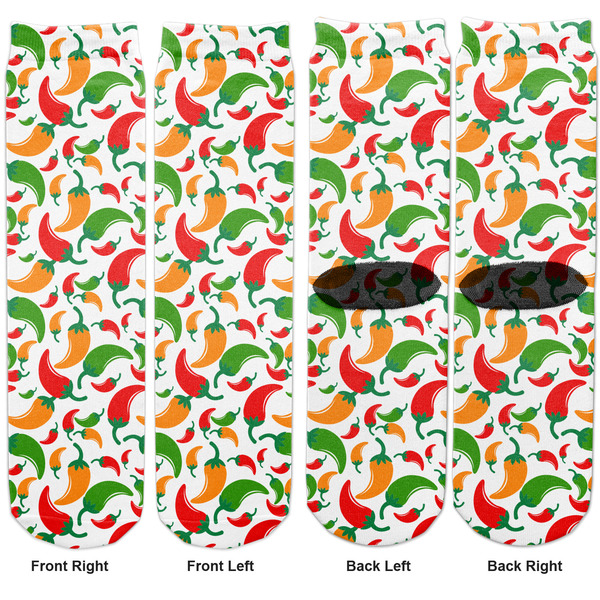 Colored Peppers Adult Crew Socks - Double Pair - Front and Back - Apvl