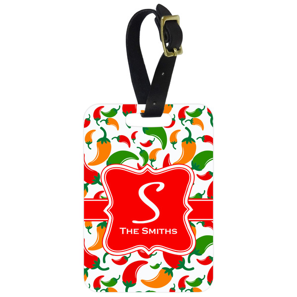 Custom Colored Peppers Metal Luggage Tag w/ Name and Initial