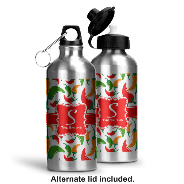 Colored Peppers Aluminum Water Bottle - Alternate lid options