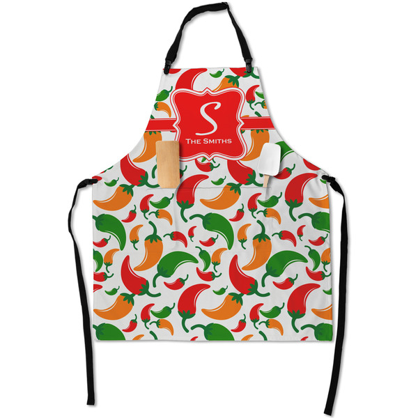 Custom Colored Peppers Apron With Pockets w/ Name and Initial