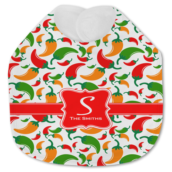 Custom Colored Peppers Jersey Knit Baby Bib w/ Name and Initial