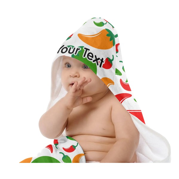 Colored Peppers Baby Hooded Towel on Child