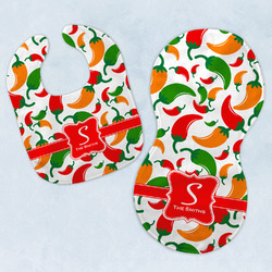 Colored Peppers Baby Bib & Burp Set w/ Name and Initial