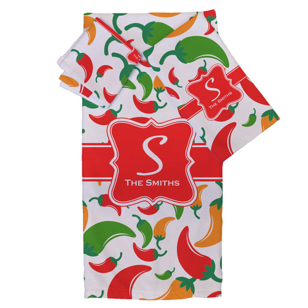 Custom Colored Peppers Bath Towel Set - 3 Pcs (Personalized)
