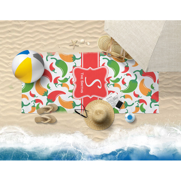 Colored Peppers Beach Towel Lifestyle