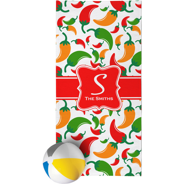 Custom Colored Peppers Beach Towel (Personalized)