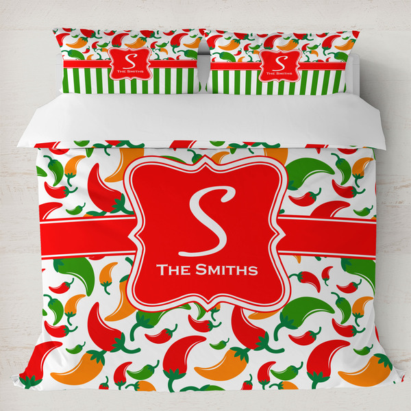 Custom Colored Peppers Duvet Cover Set - King (Personalized)