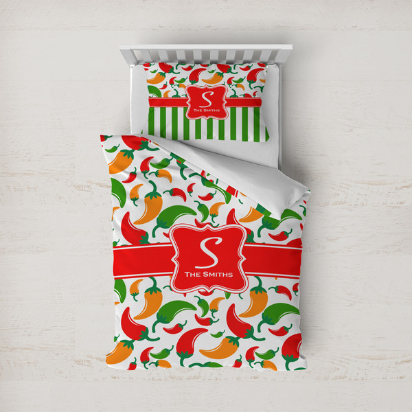 Custom Colored Peppers Duvet Cover Set - Twin (Personalized)