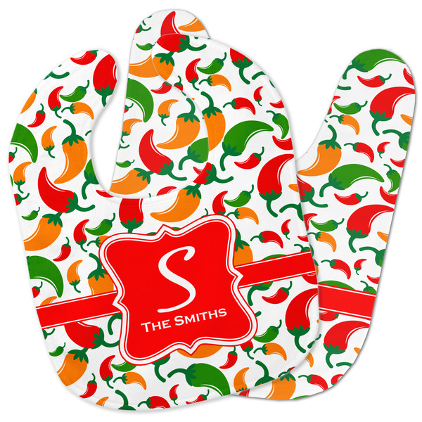 Custom Colored Peppers Baby Bib w/ Name and Initial
