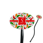 Colored Peppers 7" Oval Plastic Stir Sticks - Black - Single Sided (Personalized)