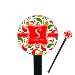 Colored Peppers 7" Round Plastic Stir Sticks - Black - Single Sided (Personalized)