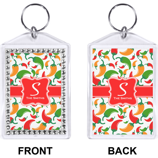 Colored Peppers Bling Keychain (Front + Back)