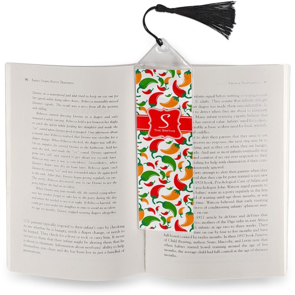 Colored Peppers Bookmark with tassel - In book