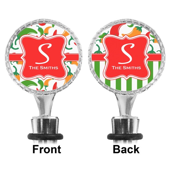 Colored Peppers Bottle Stopper - Front and Back