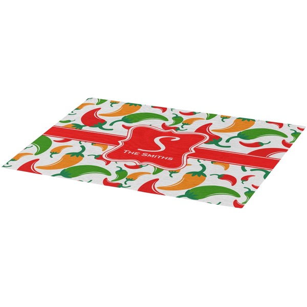 Colored Peppers Burlap Placemat (Angle View)