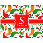 Colored Peppers Woven Fabric Placemat - Twill w/ Name and Initial