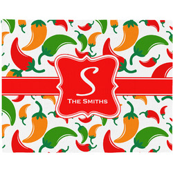 Colored Peppers Woven Fabric Placemat - Twill w/ Name and Initial