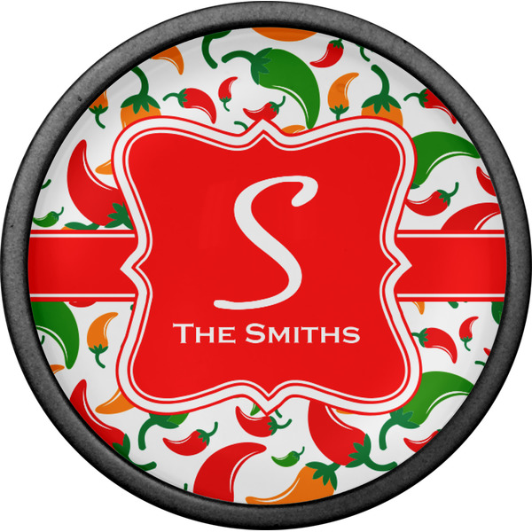 Colored Peppers Cabinet Knob - Black - Front