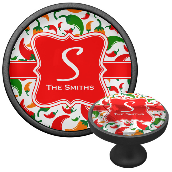 Colored Peppers Cabinet Knob - Black - Multi Angle