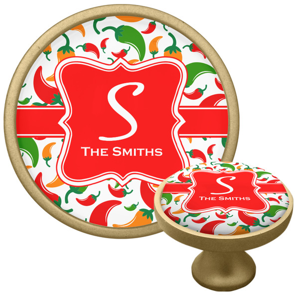 Colored Peppers Cabinet Knob - Gold - Multi Angle