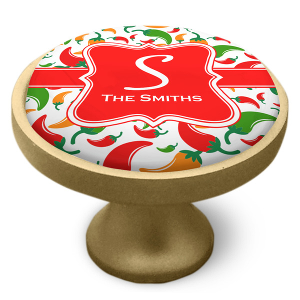 Colored Peppers Cabinet Knob - Gold - Side
