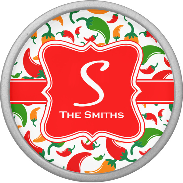 Colored Peppers Cabinet Knob - Nickel - Front