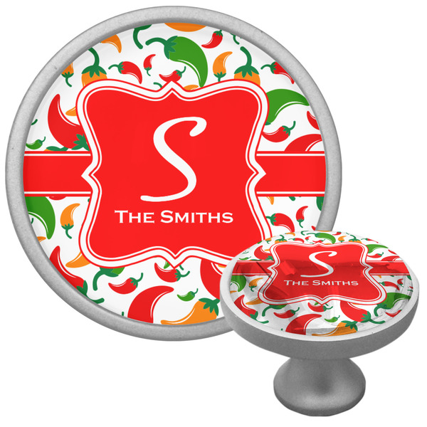 Colored Peppers Cabinet Knob - Nickel - Multi Angle