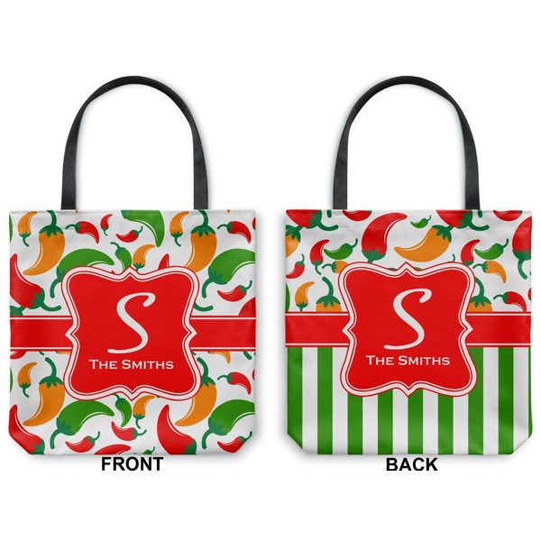 Colored Peppers Canvas Tote - Front and Back