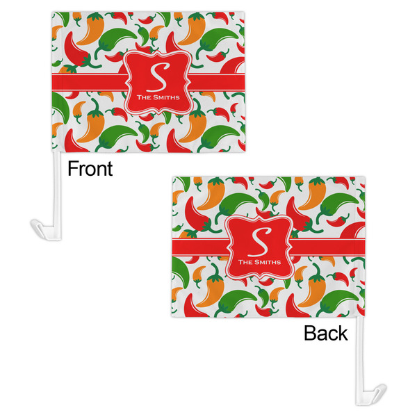 Colored Peppers Car Flag - 11" x 8" - Front & Back View