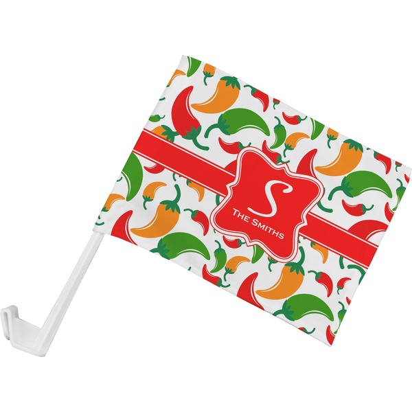 Custom Colored Peppers Car Flag - Small w/ Name and Initial