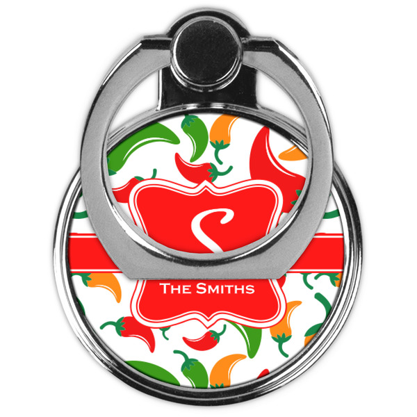 Colored Peppers Cell Phone Ring Stand & Holder - Front (Collapsed)