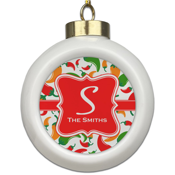 Custom Colored Peppers Ceramic Ball Ornament (Personalized)