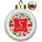 Colored Peppers Ceramic Christmas Ornament - Poinsettias (Front View)