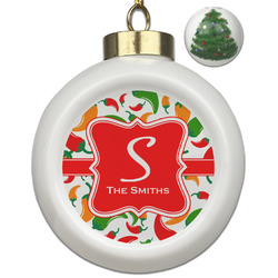 Colored Peppers Ceramic Ball Ornament - Christmas Tree (Personalized)