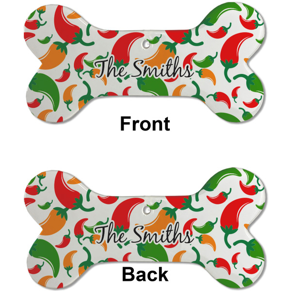 Colored Peppers Ceramic Flat Ornament - Bone Front & Back (APPROVAL)