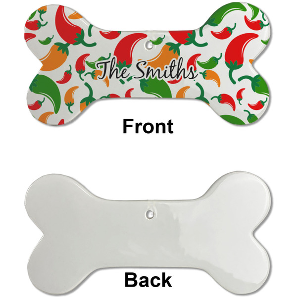 Colored Peppers Ceramic Flat Ornament - Bone Front & Back Single Print (APPROVAL)