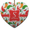 Colored Peppers Heart Ceramic Ornament w/ Name and Initial
