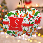 Colored Peppers Ceramic Ornament w/ Name and Initial