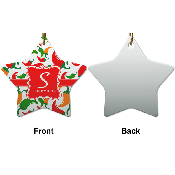 Colored Peppers Ceramic Flat Ornament - Star Front & Back (APPROVAL)