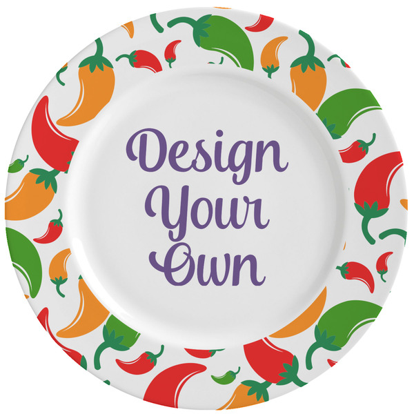 Custom Colored Peppers Ceramic Dinner Plates (Set of 4) (Personalized)