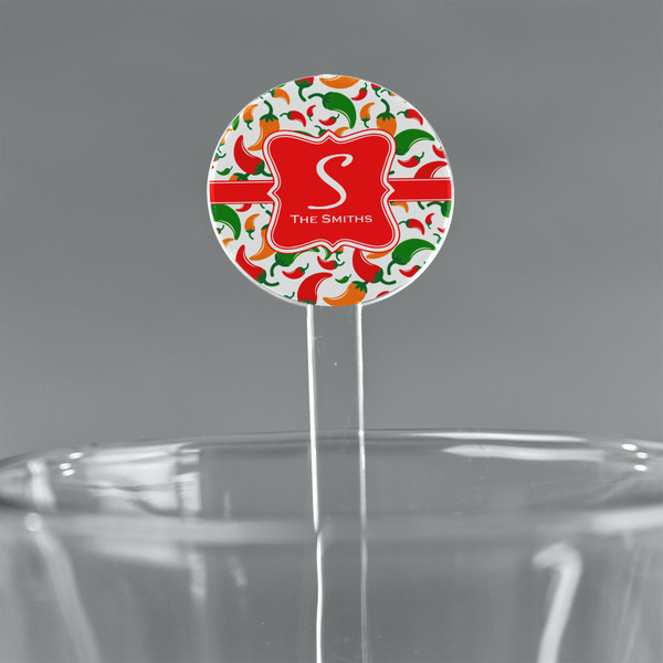 Custom Colored Peppers 7" Round Plastic Stir Sticks - Clear (Personalized)