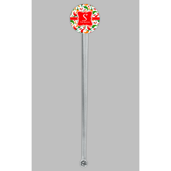 Colored Peppers Clear Plastic 7" Stir Stick - Round - Single Stick