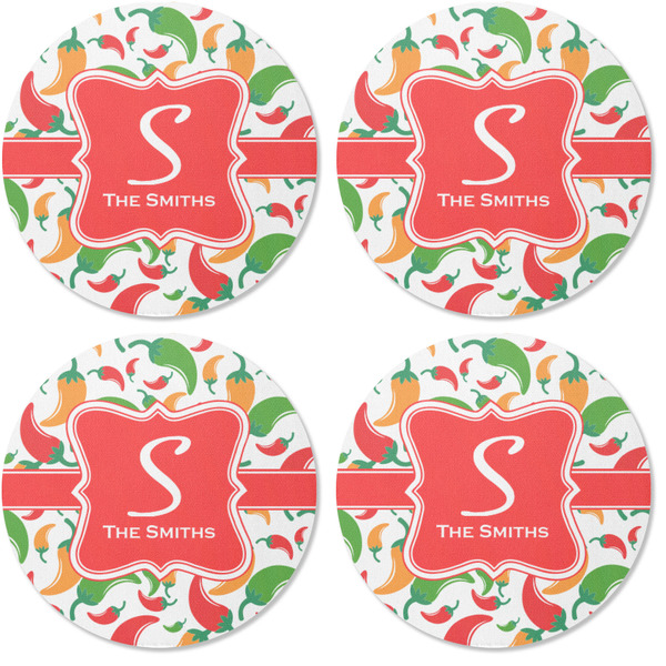 Colored Peppers Coaster Round Rubber Back - Apvl