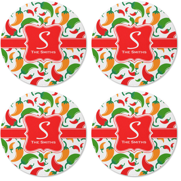 Colored Peppers Coaster Round Rubber Back - Apvl