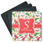 Colored Peppers Square Rubber Backed Coasters - Set of 4 (Personalized)