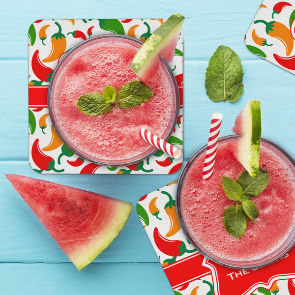 Colored Peppers Coaster Set - LIFESTYLE