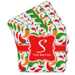 Colored Peppers Cork Coaster - Set of 4 w/ Name and Initial
