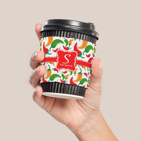 Colored Peppers Coffee Cup Sleeve - LIFESTYLE