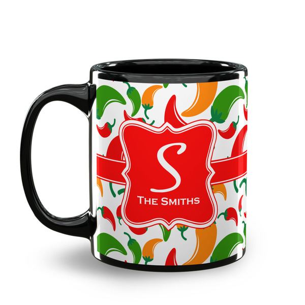 Colored Peppers Coffee Mug - 11 oz - Black